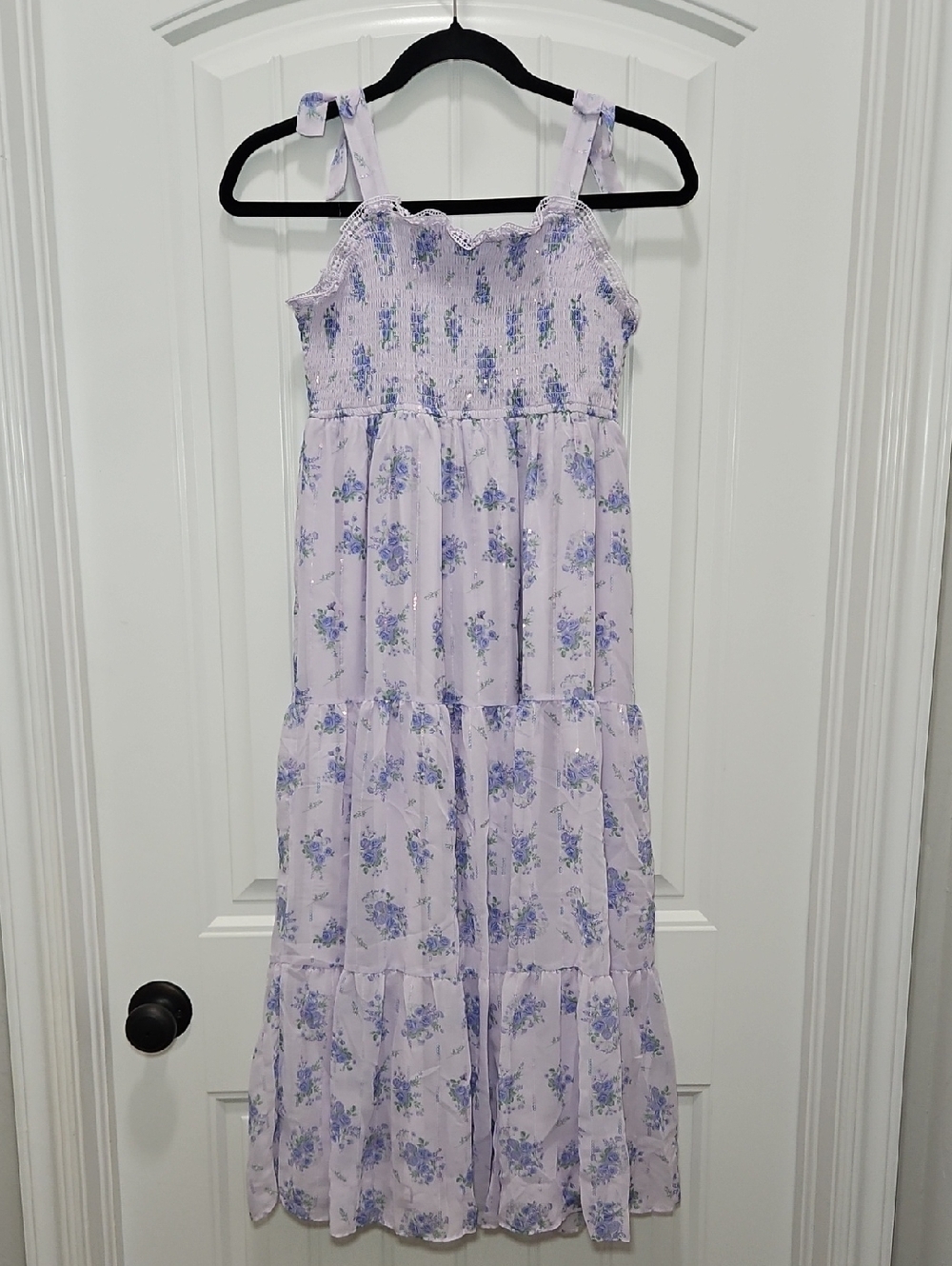 Rare Editions Girls Chiffon Maxi Dress Large 10/12 New Purple - Picture 6 of 11